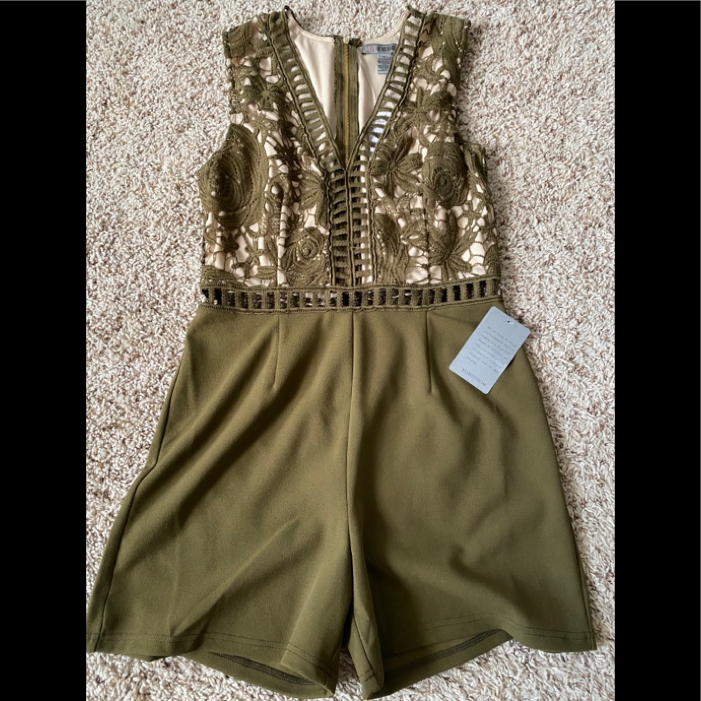 Olive green sleeveless romper